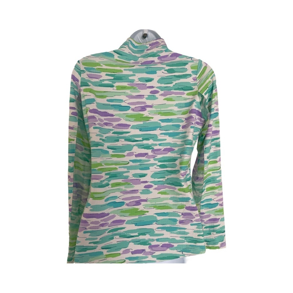 Ibkul Quarter Zip Top -XS blue , green white , nylon spandex - Picture 4 of 5